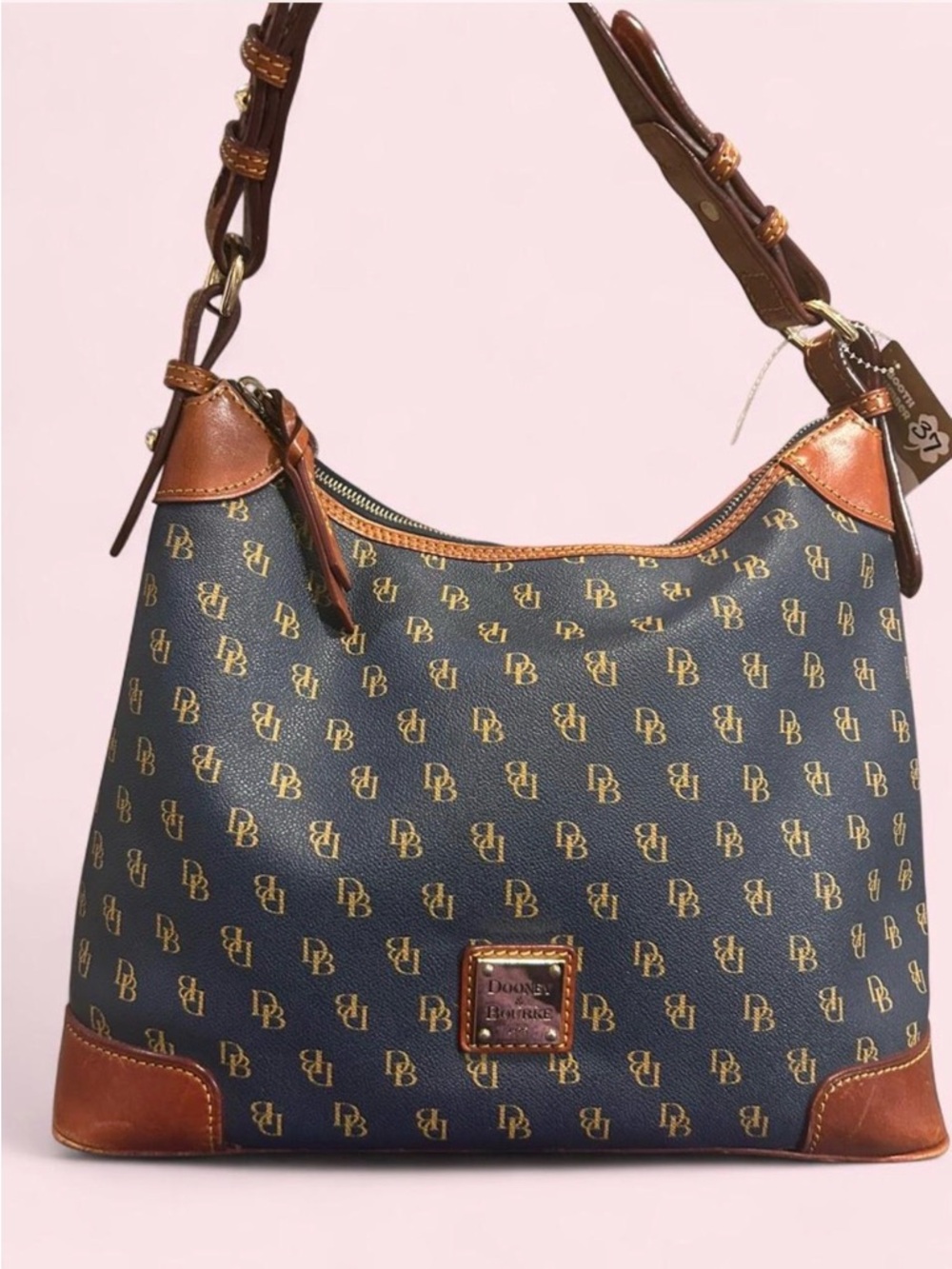 Dooney & Bourke Signature Navy & Brown - Gretta Hobo shoulder bag